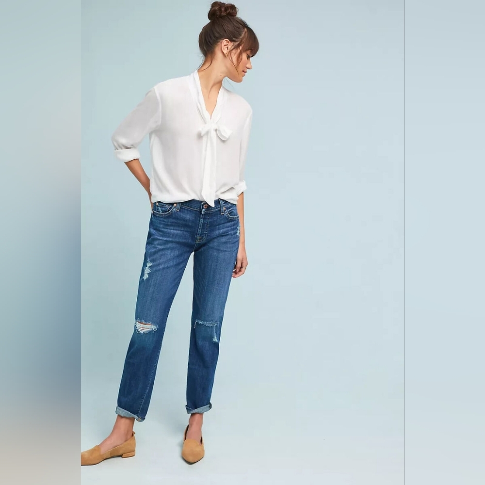 New Seven 7 For All Mankind Josefina Mid-Rise Slim Boyfriend Jeans Size 27